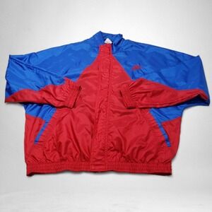 Vintage Nike Windbreaker Jacket Mens Large Red Blue Full Zip Colorblock Nylon
